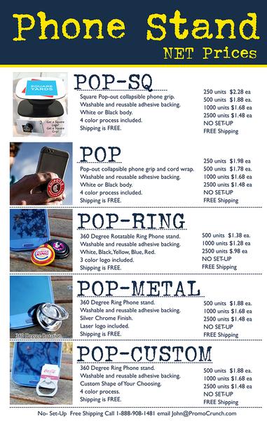 pop phone holders and swag tradeshow giveaway prices