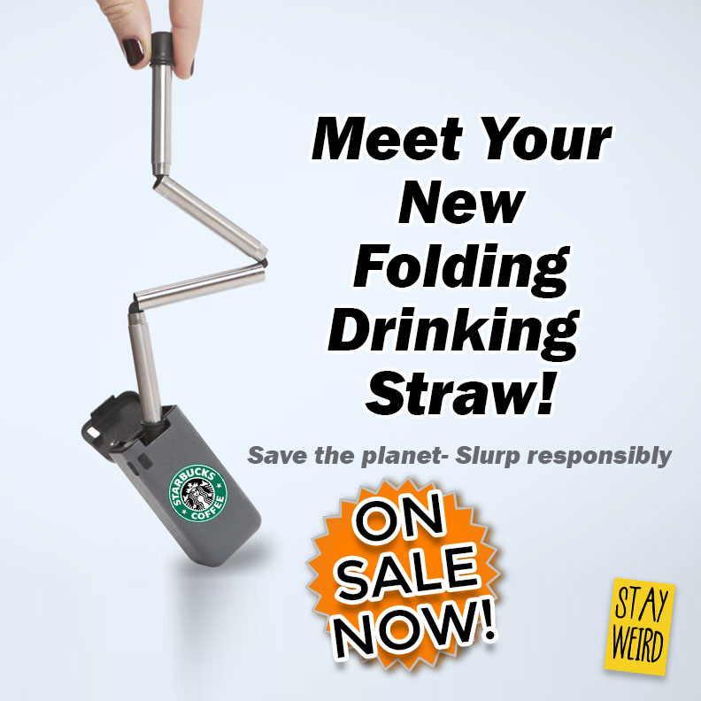 Get your logo on a folding collapsible drinking straw. Get eco friendly with a folding reusable drinking straw for marketing and b2b promotional products.