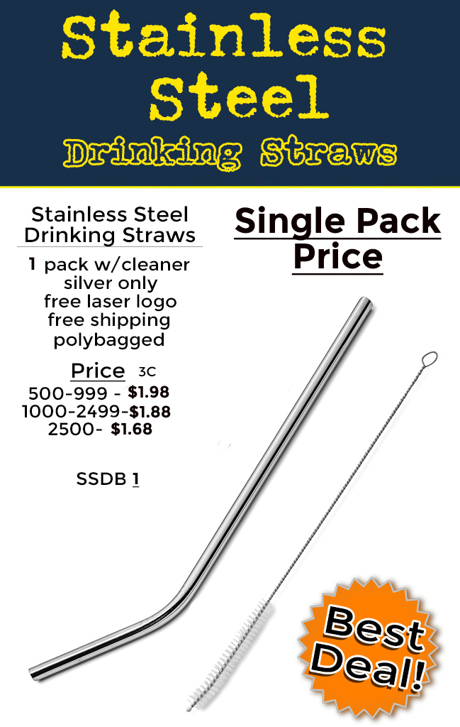 Get your logo or brand on an inexpensive food grade stainless steel drinking straw.