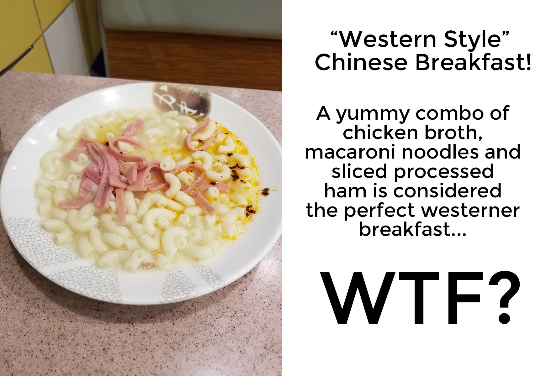 Awful breakfast in China. China direct product promotional products from promo motive