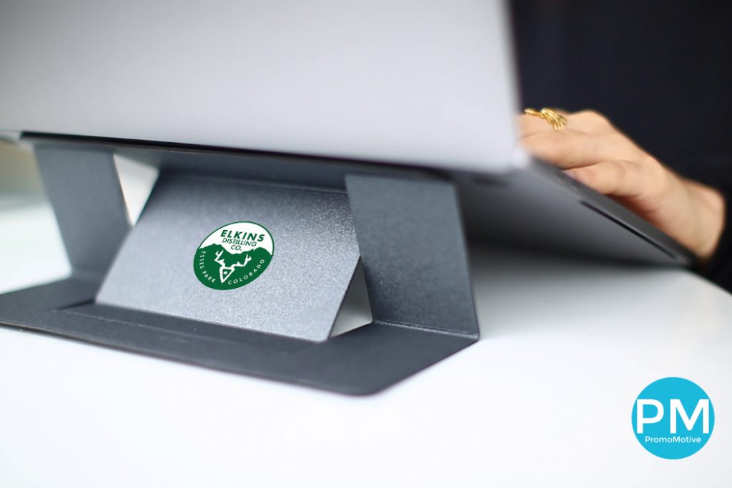 Get your logo on a folding laptop stand. Bulk wholesale promotional product.