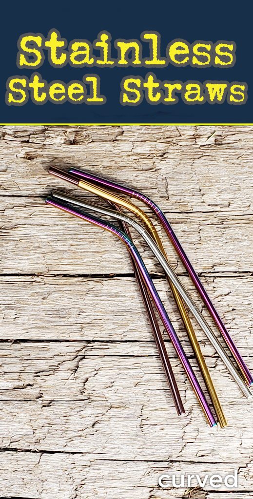 Curved. Stainless steel drinking straws for promo. Bulk wholesale.