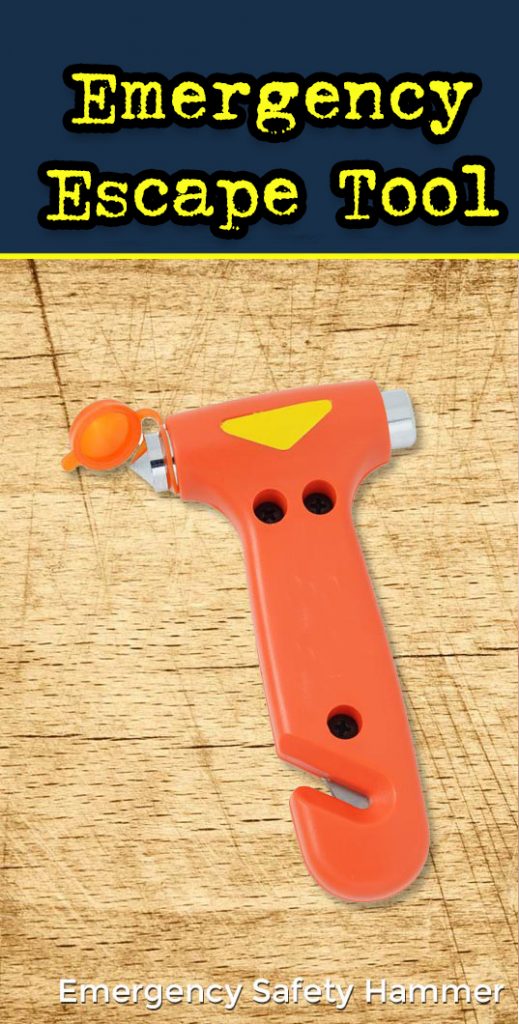 Emergency escape hammer and seatbelt cutter tool.