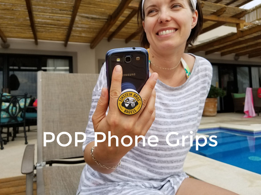 Pop phone grips and accordion socket style phone stand. Get your logo on this promotional product. Show it off on your phone and logo your pop phone socket