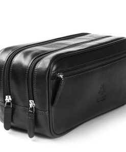 Black Leather travel shaving and make-up bags LP-2328