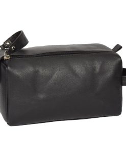 Black Leather travel shaving and make-up bags SL-14803