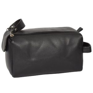 Black Leather travel shaving and make-up bags SL-14803