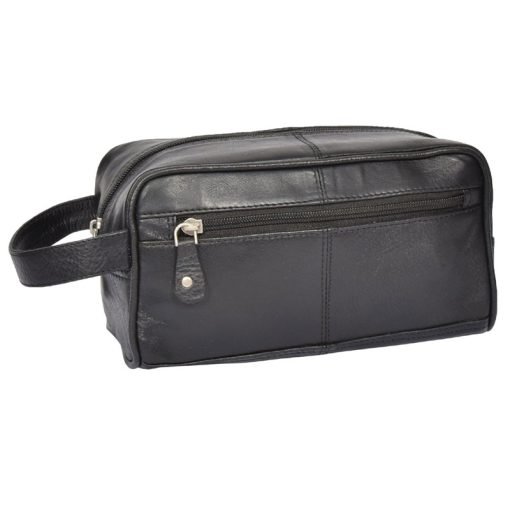 Black Leather travel shaving and make-up bags SL-14804