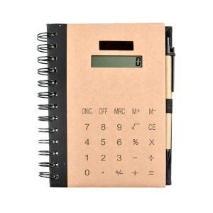 Calculator Recycled paper imprinted eco friendly note book with pen promotional giveaway