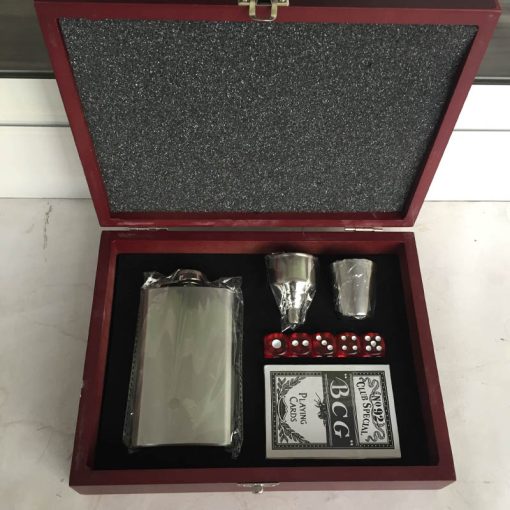 Custom bespoke alcohol flask and poker set promotional products