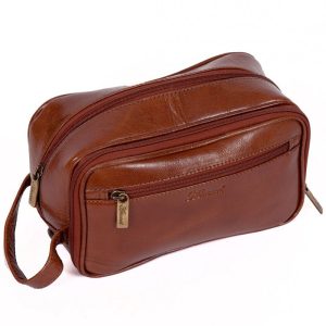 Leather travel shaving and make-up bags LP-2326