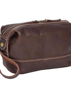 Leather travel shaving and make-up bags SL-14805
