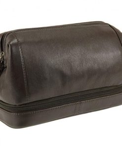 Leather travel shaving and make-up bags SL-14806