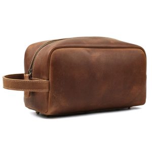 Leather travel shaving and make-up bags SL-14813