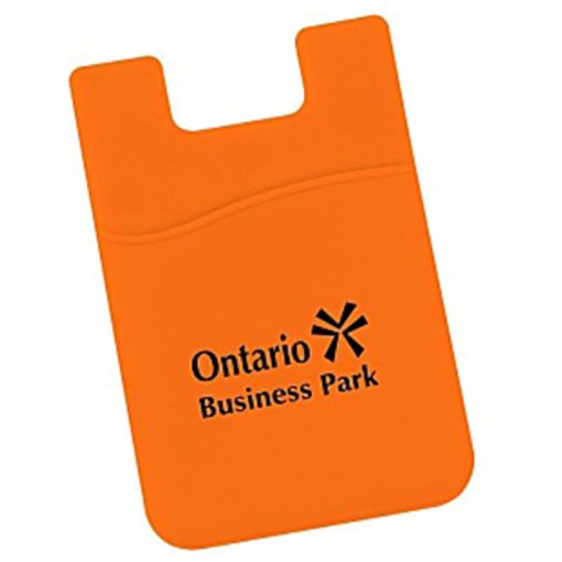 Silicone Stick on Phone Credit Card Holder-Orange