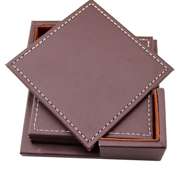 Square Leather drink coasters LP-1802