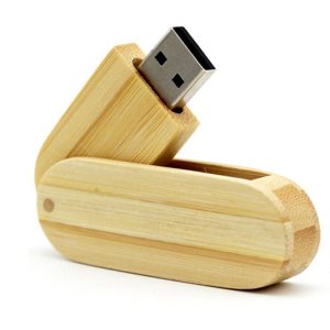 eco friendly bamboo wooden flash drives swivel out