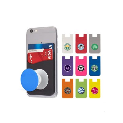 pop phone socket stick on wallet and card holder