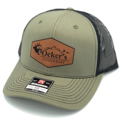Custom trucker hat with leather patch