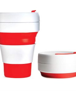 4 Travel 12oz Red and White Custom Promotional Collapsible Cup