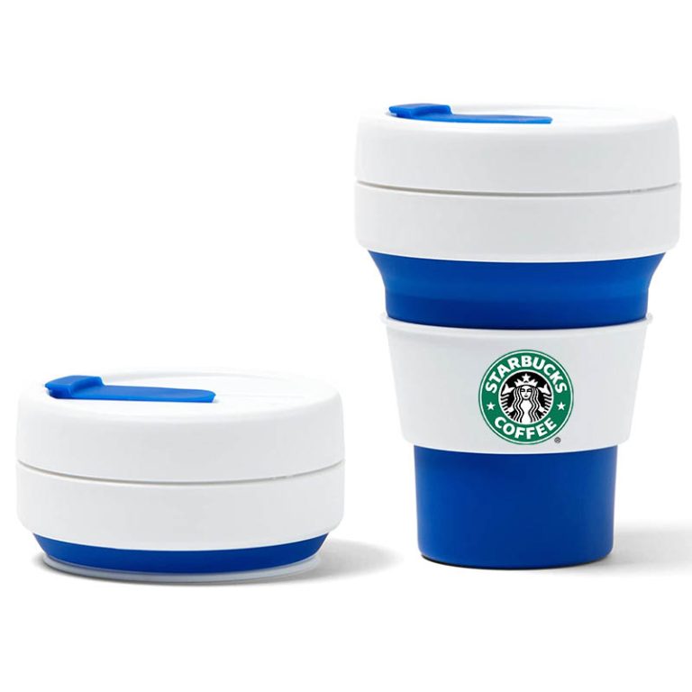 Packable 12 Ounce Silicone Travel Coffee Cup Promo Motive Branded