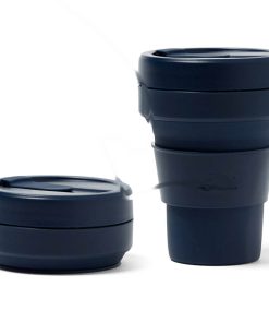 Denim Blue silicone collapsible reusable travel cup