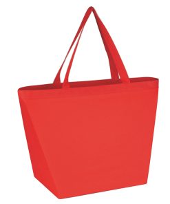 Red non-woven reusable recyclable shopper tote bag