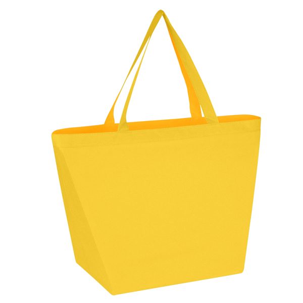 Yellow non-woven reusable recyclable shopper tote bag