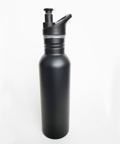 metal water bottle with pull top side view
