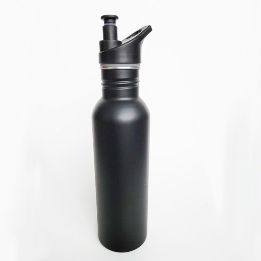 metal water bottle with pull top side view