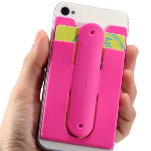 pink snap card phone wallet and phone stand
