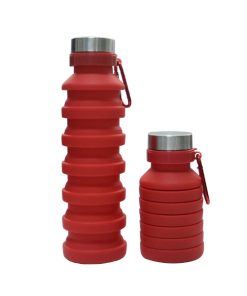 red packable collapsible silicone reusable water bottle