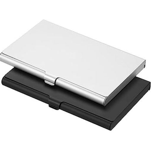 Aluminum alloy flip card box silver and black