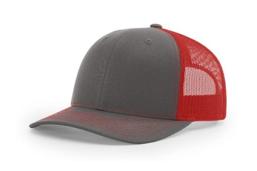 Richardson-112-Trucker-Charcoal-Red