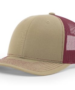 Richardson-112-Trucker-Khaki-Burgundy