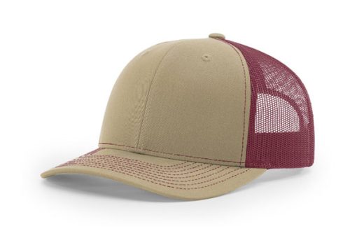 Richardson-112-Trucker-Khaki-Burgundy