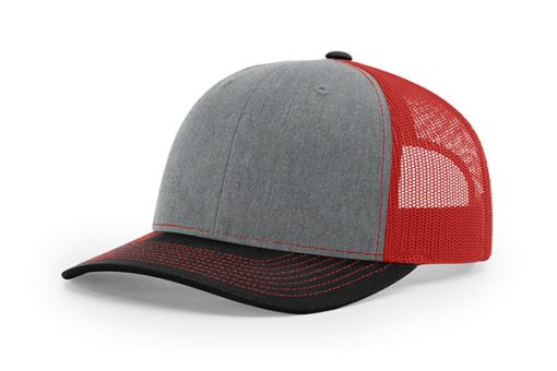 Richardson-112-Trucker-heather-grey-red-black